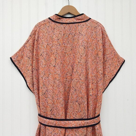 J Jill Belted Quilted Ruana Size XL-3X NWT Orange Paisley Belted Jacket Kimono - Picture 15 of 16